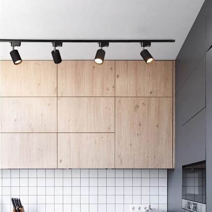 极简轨道射灯led天花灯家用北欧衣帽间明装筒灯无主灯客厅小射灯