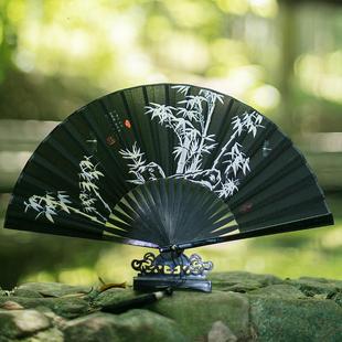 RKT4扇子折扇中国风男士古风黑色小扇儿童随身便携折叠扇夏季女式