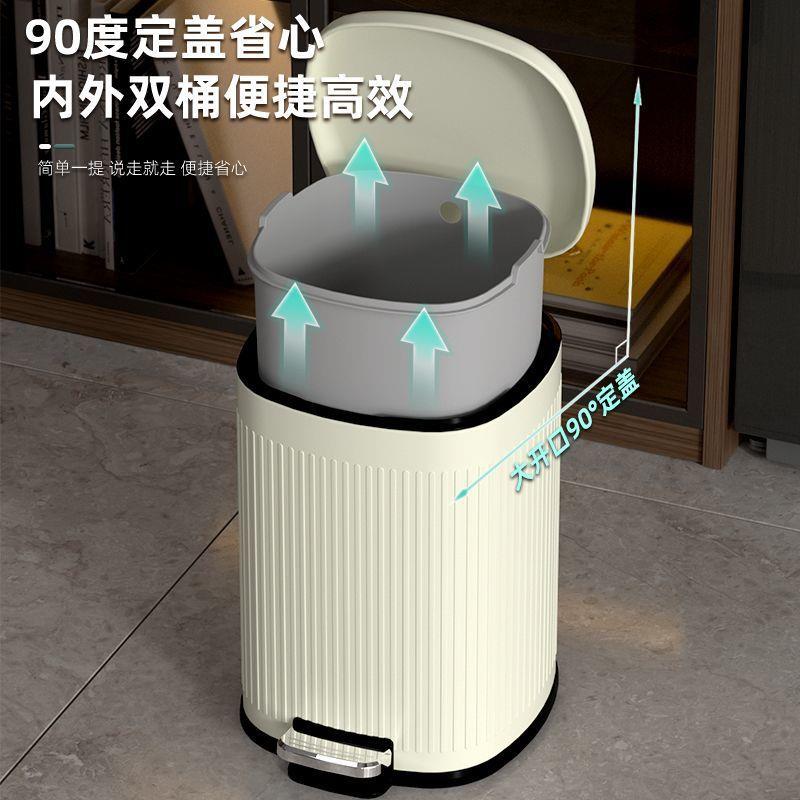 轻奢锈钢垃圾桶带盖大新款家ALF用容量客厨房厅卧室脚不踏卫生间