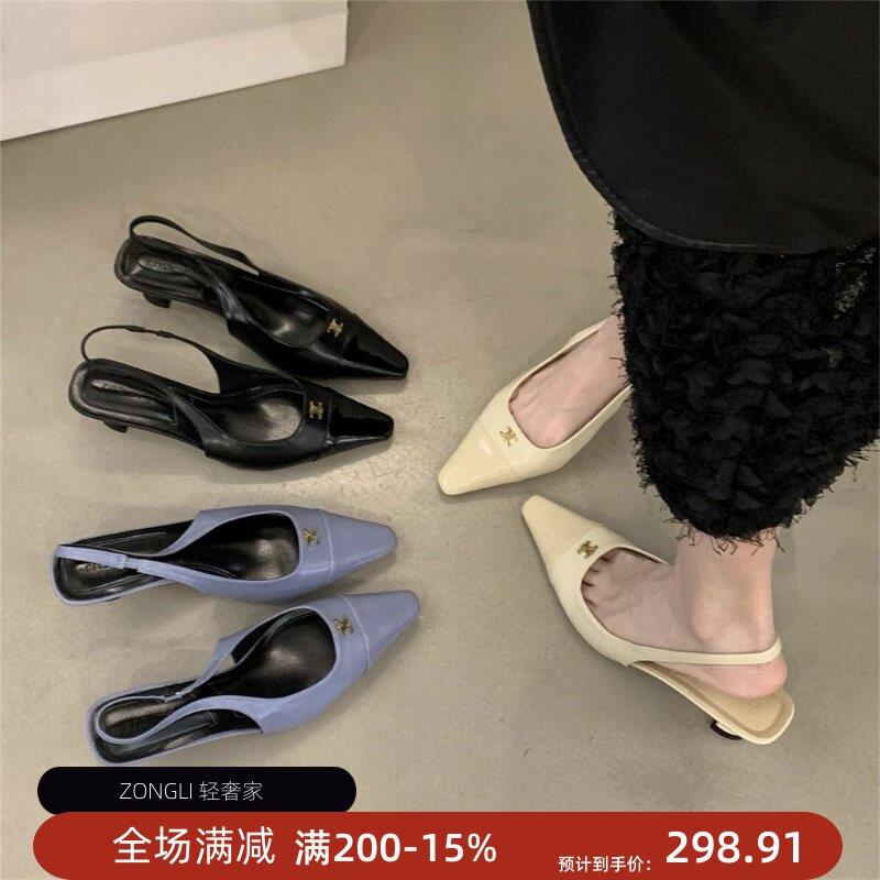 香港气质淑女风包头凉鞋女夏2026新款细跟不累脚配裙子后空高跟鞋