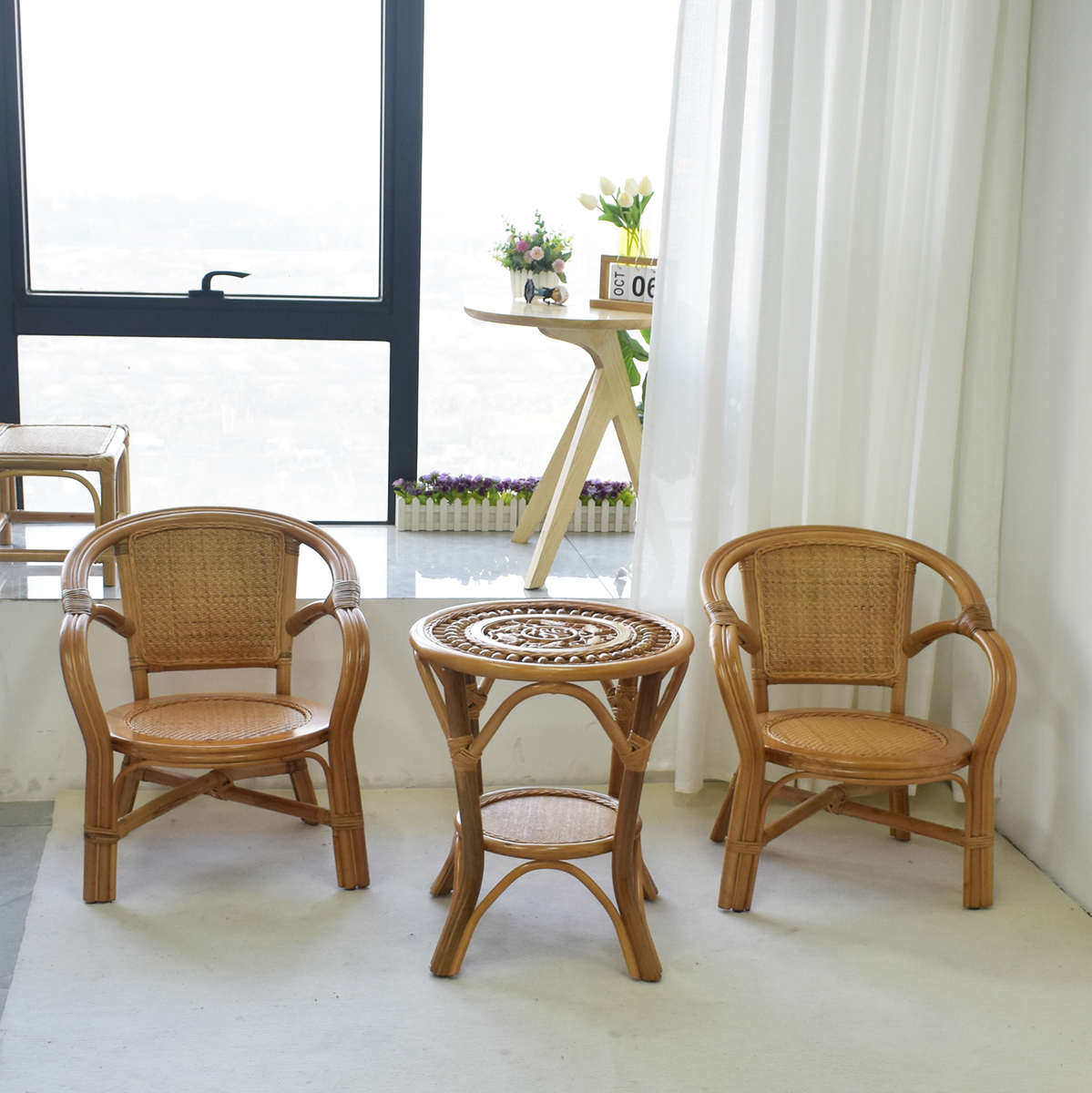 N5天然真藤藤编休闲藤椅三件套户外桌椅庭院客厅阳台编织茶几椅子,户外/登山/野营/旅行用品,户外桌椅套装,淘宝优惠券,粉丝福利购,淘宝优惠卷