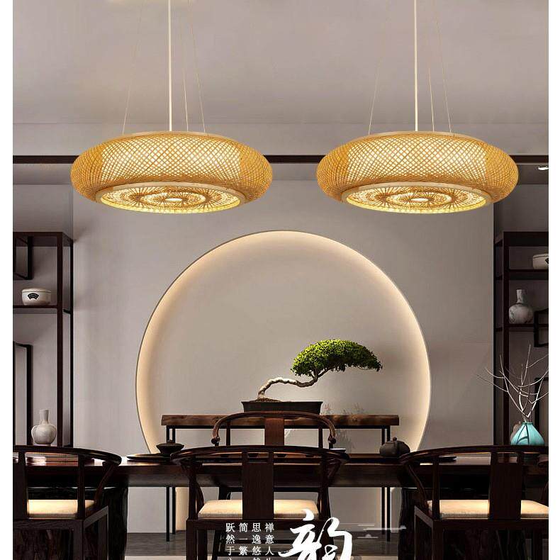 跨境东南亚南瓜圆环新中式餐厅吊灯日式灯具客厅卧室竹编民宿灯