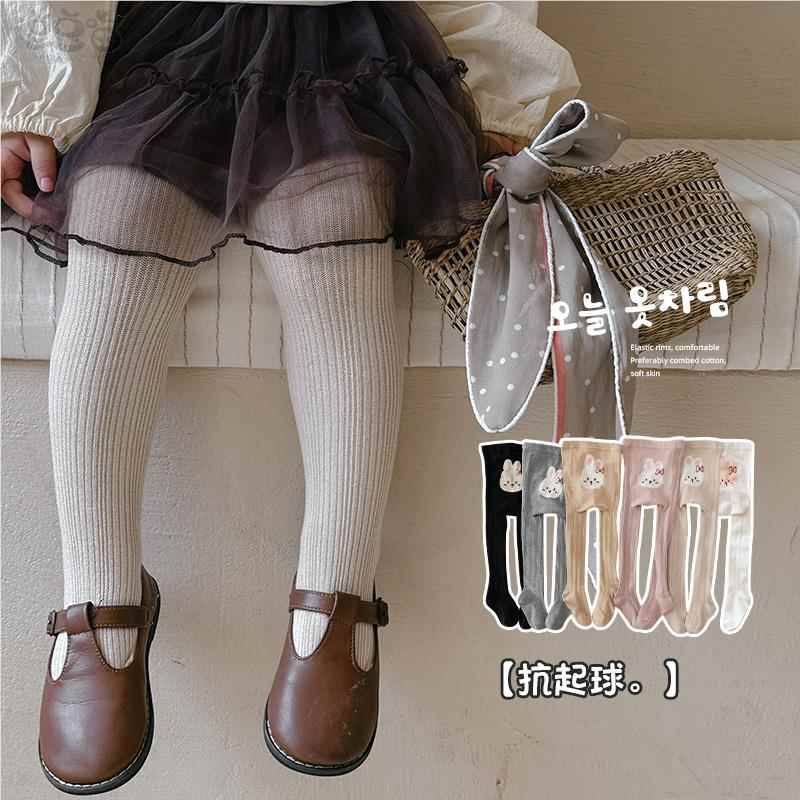 女童打底裤春秋款纯棉连体裤子大pp婴儿宝宝打底袜白色儿童连裤袜