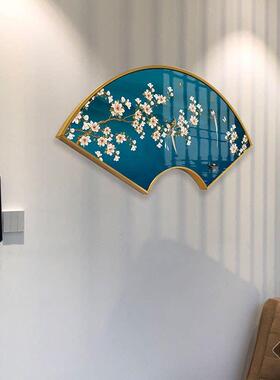 金春报喜新中式客厅玄关装饰画扇形轻奢晶瓷画卧室床头画餐厅挂画