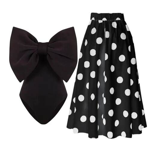 Swimsuit one-piece polka dot skirt style two swimsuits