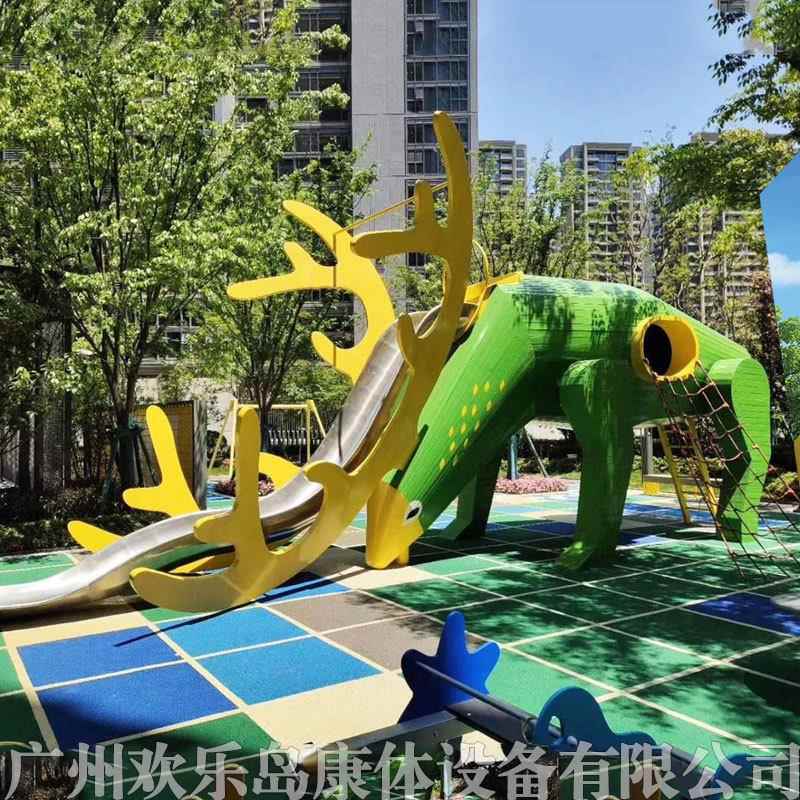 麋鹿滑梯厂家非标梅花鹿造型爬滑组合大型不锈钢滑梯公园游乐设备