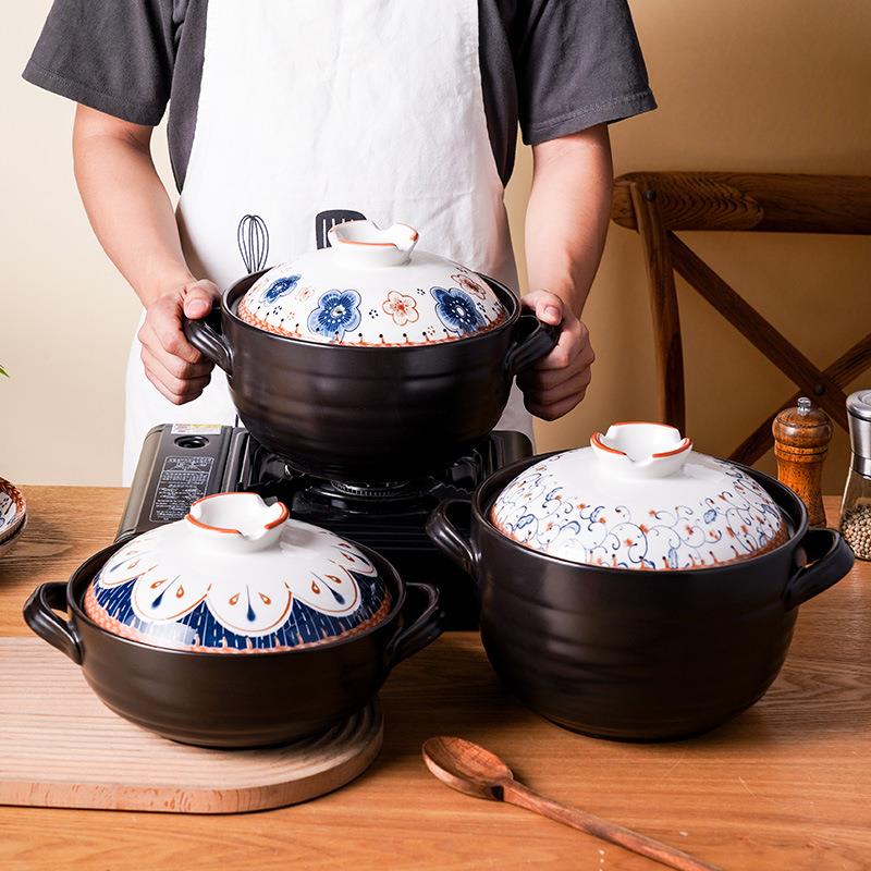 明火陶瓷双耳唐味煲传统老式陶土砂锅聚能耐热炖汤煮粥神器养生锅