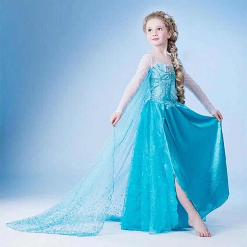 欧美童装冰雪奇缘连衣裙爱莎公主礼服童裙儿童节表演cosplay服装