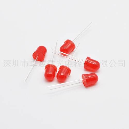 现货 LED灯珠直插8mm红灯 F8圆头红发红高亮 发光二极管 圆头灯珠