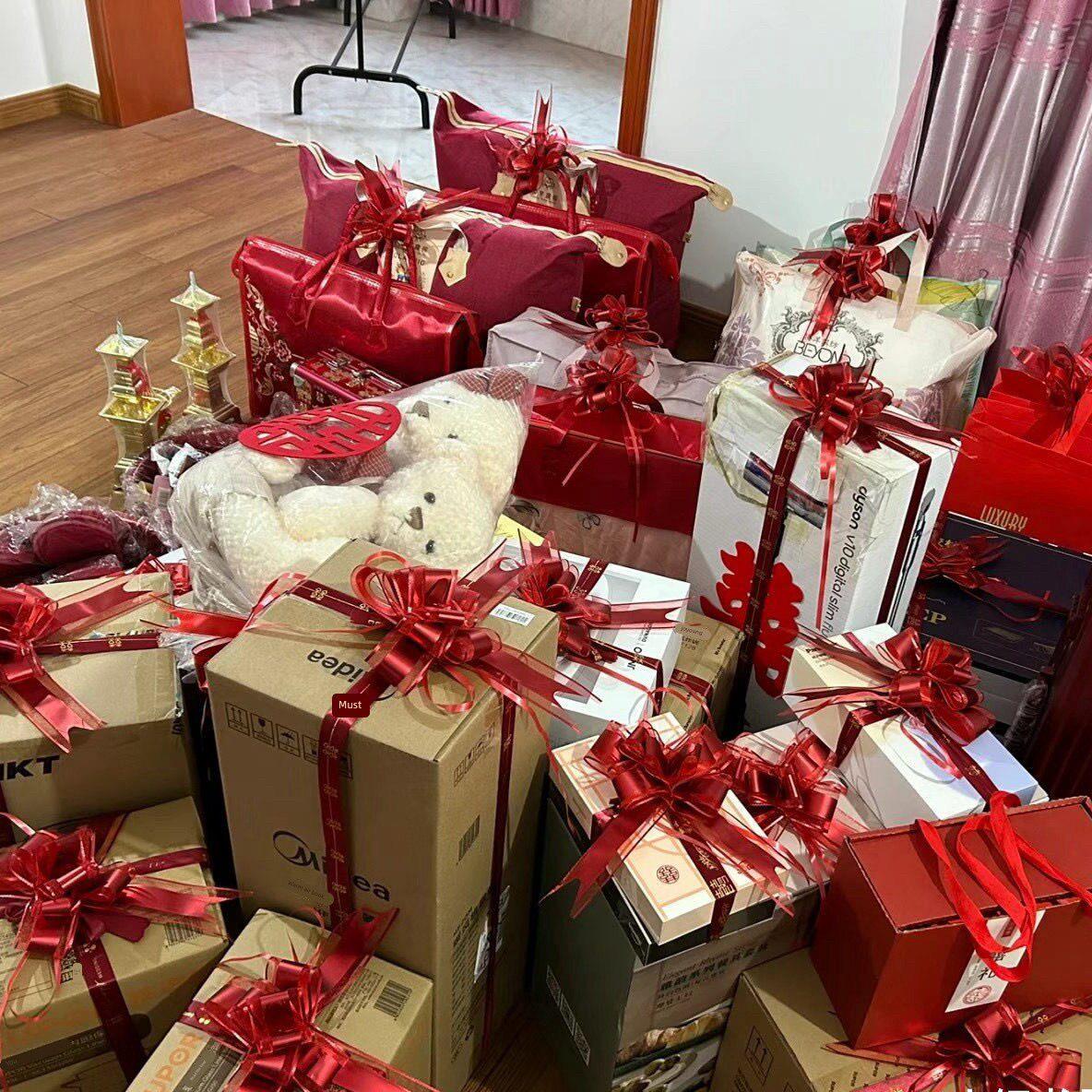 婚车拉花蝴蝶结订婚礼品门把手嫁妆绑带礼物彩带家电箱子奖品扎花