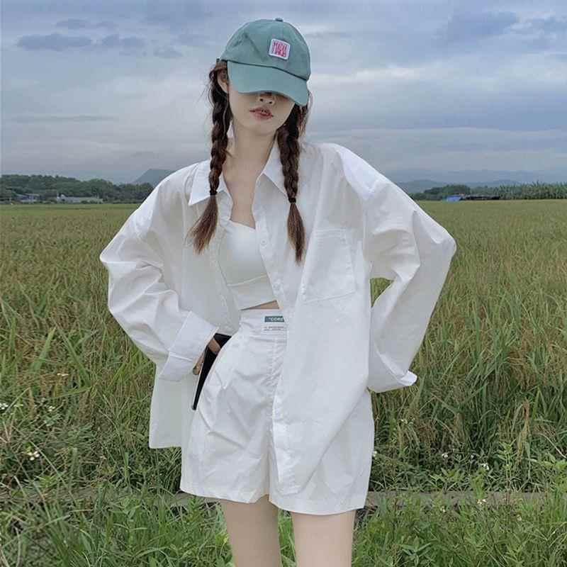 top shirt shirt for long-sleeved women outer women White