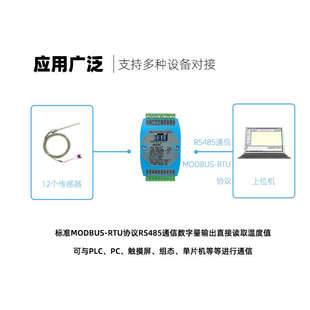 一体化温度变送器12路PT100热电偶NTC输入模块485通信双隔离RS28