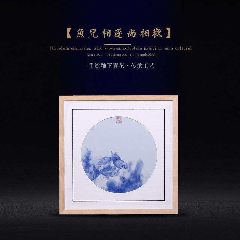 景德镇手绘瓷板画装饰画走廊玄关壁画客厅挂画现代简约画北欧风格