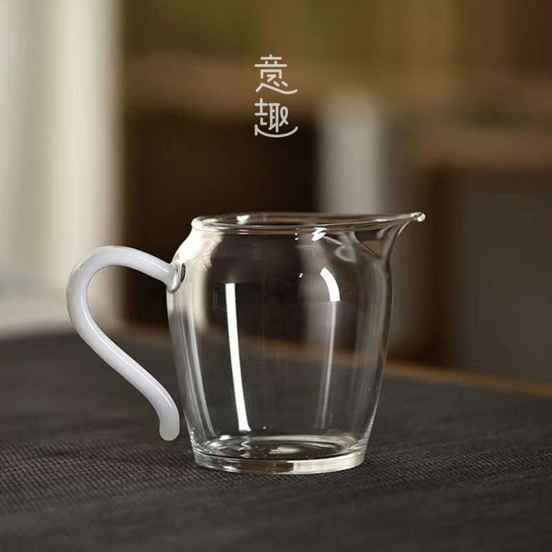 公道杯加厚耐热玻璃分茶器功夫茶具配件带把茶海公杯家用国风日式