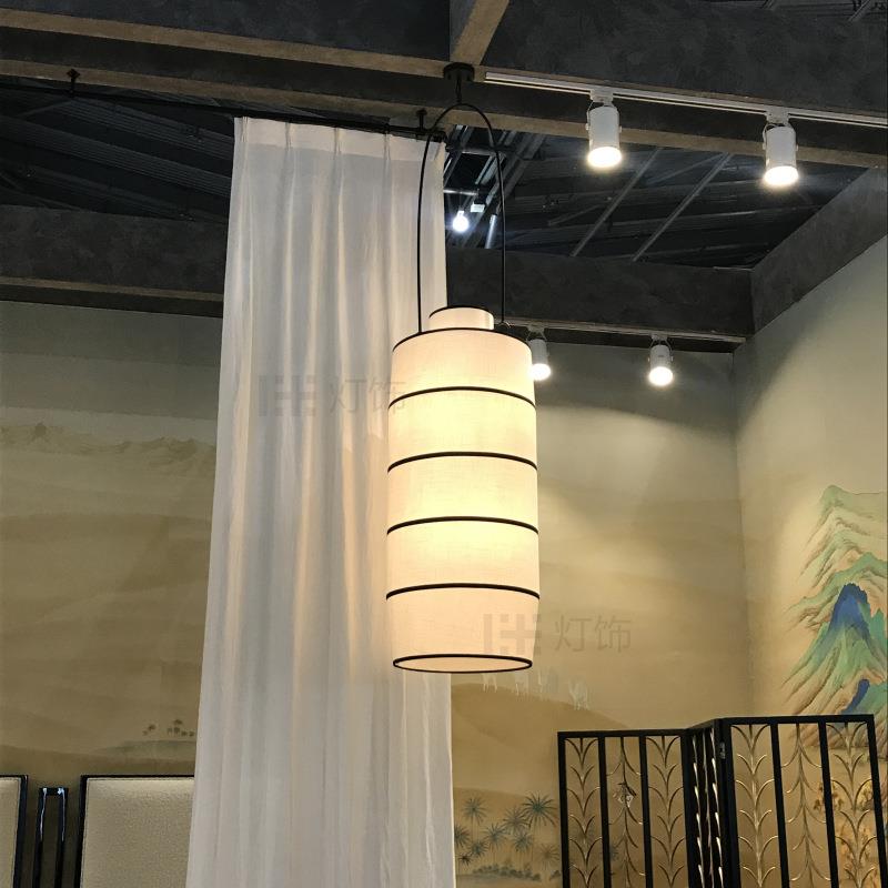设计展禅意新中式酒店吊灯亚麻布艺灯具别墅大堂售楼处接待区吊灯