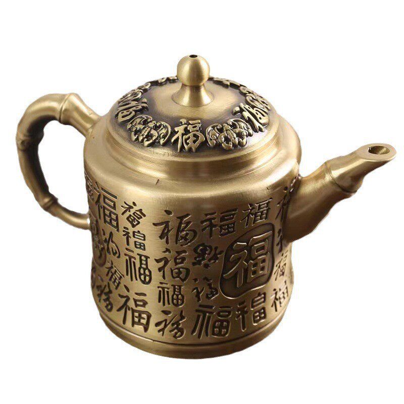 厂家黄铜制作各种百福茶壶茶杯铜茶壶铜茶壶把玩工艺