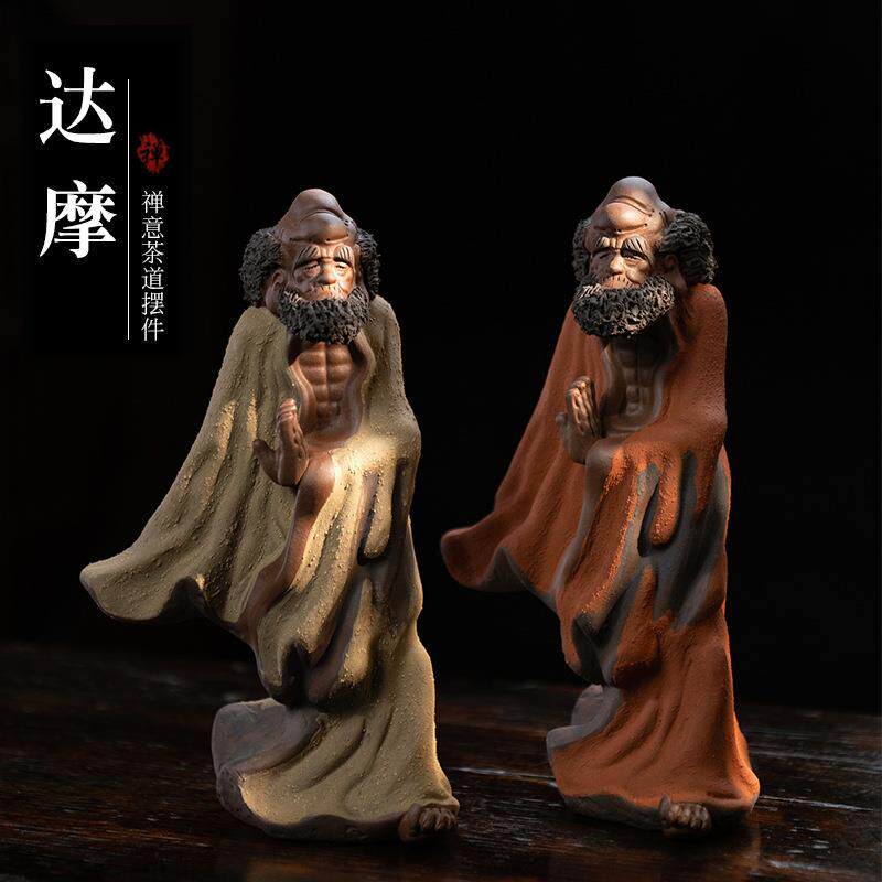 宜兴紫砂茶宠达摩摆件禅宗雕塑禅意茶道达摩祖师雕塑可养厂家