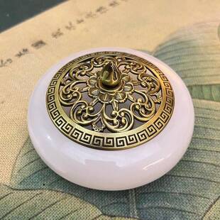 白色玉石香炉摆件天然大理石家用室内茶道理石香薰炉复古摆件礼品