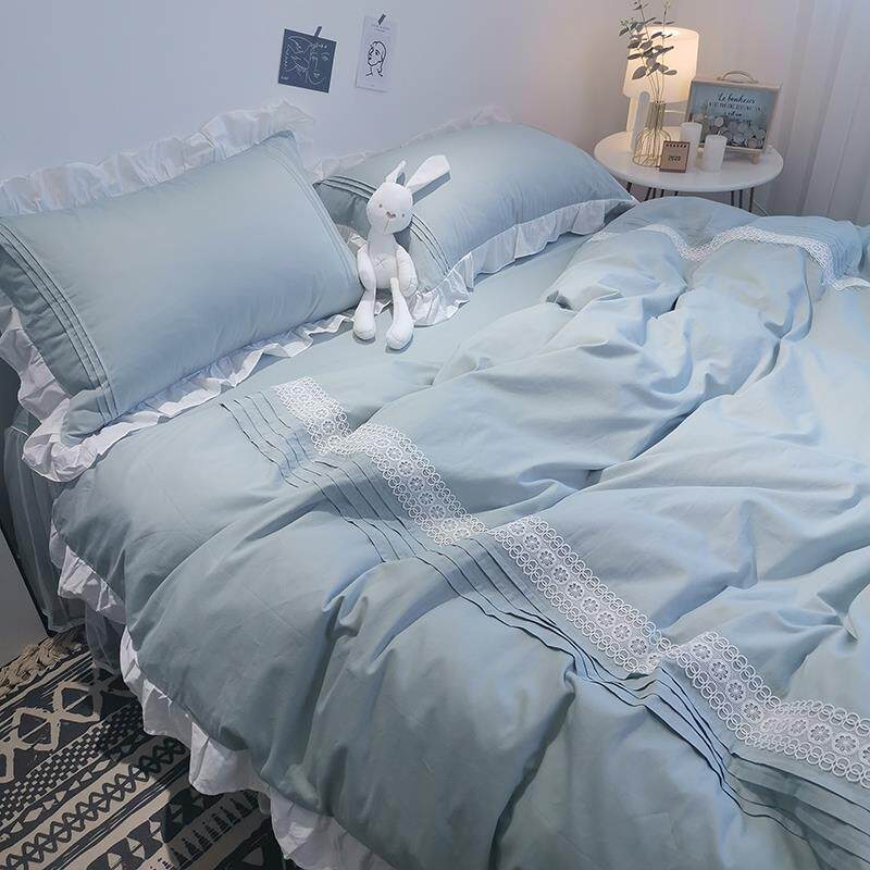 新款卡诗妮公风纯版棉床上四件ins风网红韩少女心全棉被套套床裙1