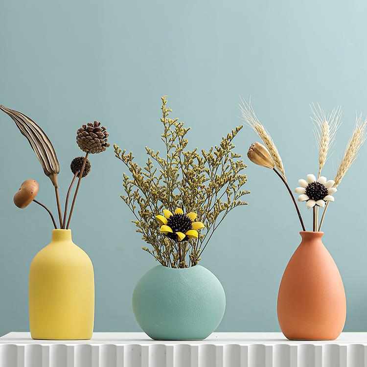 莫兰迪陶瓷花瓶干花摆件客厅插花电视柜餐桌鞋酒柜北欧风家居装饰