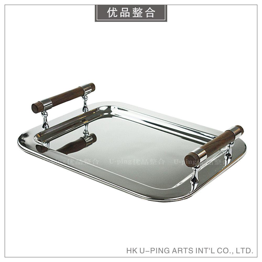 样板间简约软装家居欧式创意客厅茶几摆件不锈钢托盘TP113-1-1