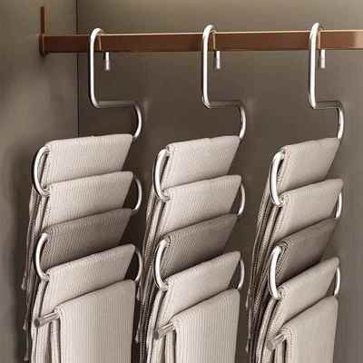Stainless steel trouser rack special clothes hanger household multi-layer multifunctional wardrobe