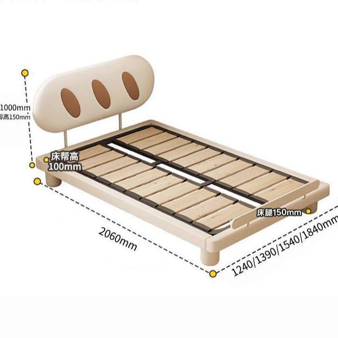 儿童床男女孩卧室奶油公主床一米二单人床新款小户型小床护栏床木