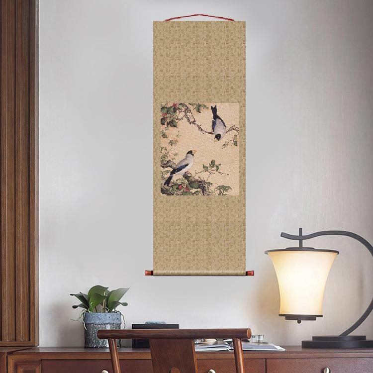 郎世宁仙萼长春图其八宫廷画挂轴条幅卷轴花鸟画名画复制品玄关画
