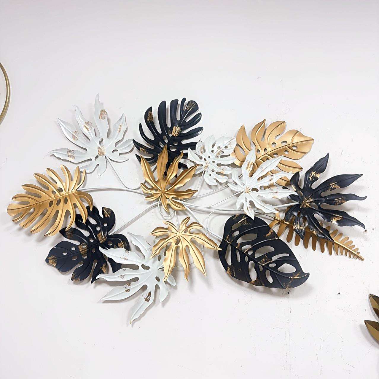 金属仿真压花冲亚配件工艺品墙面挂件跨境植物·龟背竹树叶铁花