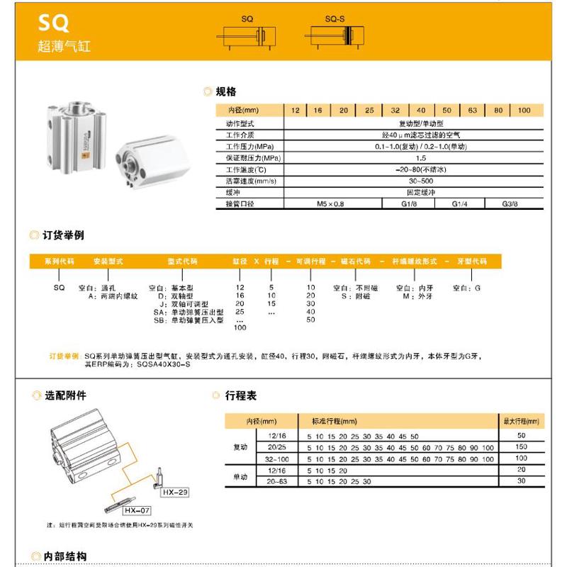 SQNJ亿太诺SQM SQA薄型气缸SQN32 20 16 1240506380100-S-M SQAJ