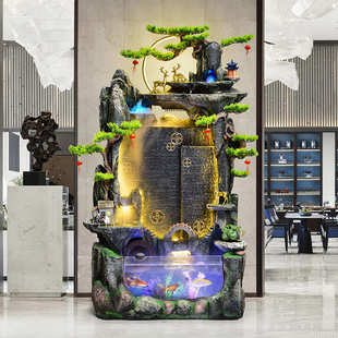 假山流水喷泉现代鱼缸创意高山流水摆件客厅阳台庭院花园落地装 饰