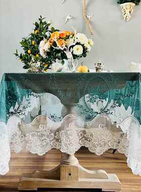 正品斯的纳维亚风桌布白色法格国蕾丝圆形桌布钢咖啡桌矩形堪桌布