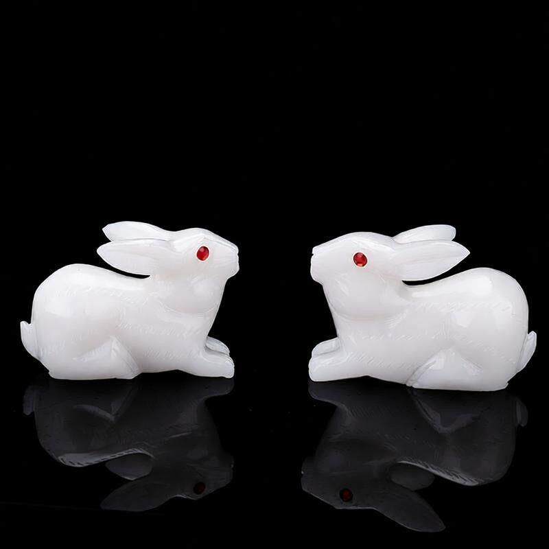 天然白玉石兔子摆件玉兔呈祥生肖兔吉祥家居玄关客厅创意送礼品