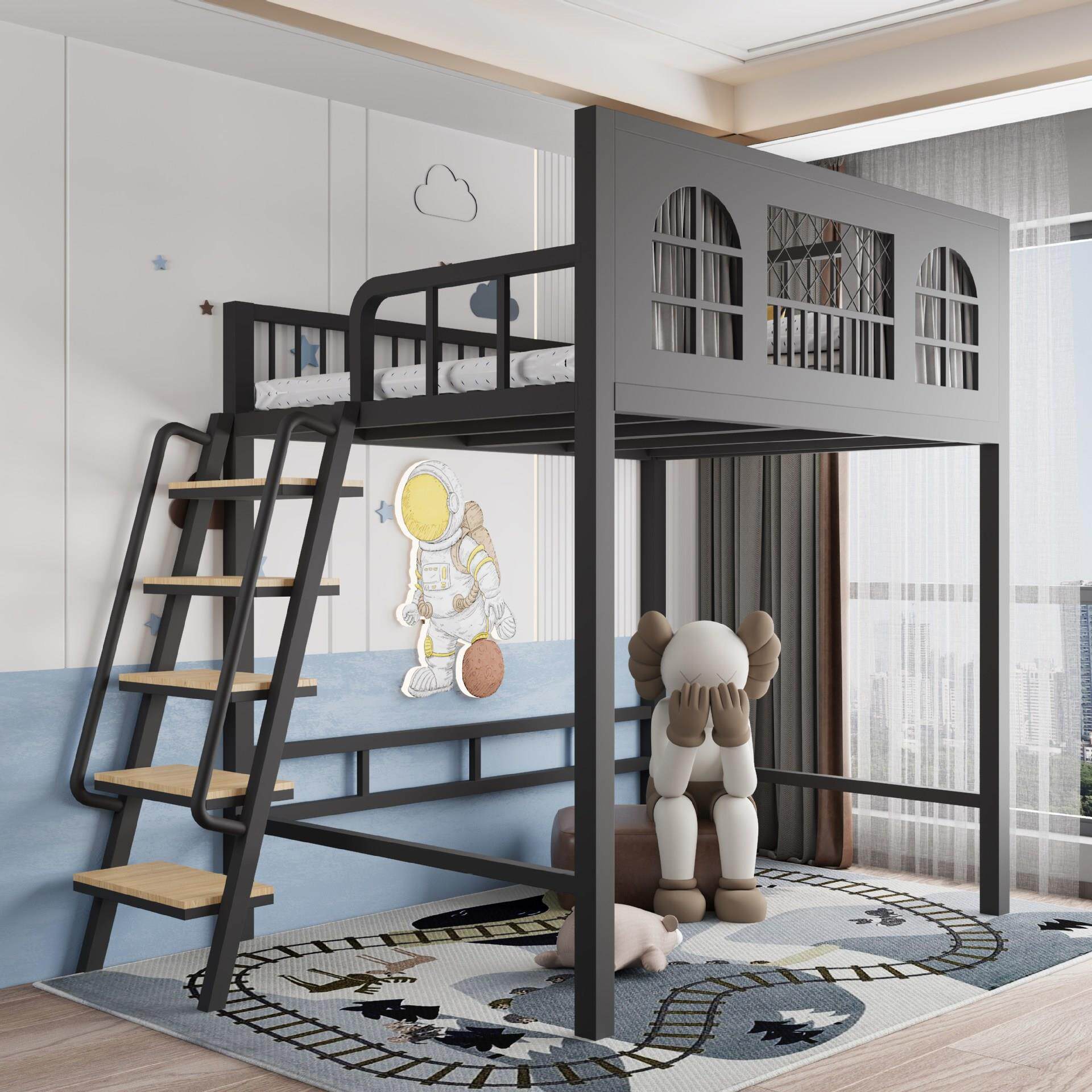 小户型复儿童上LD-58689铺铁艺阁楼床双多功层能铁床高低式床省空