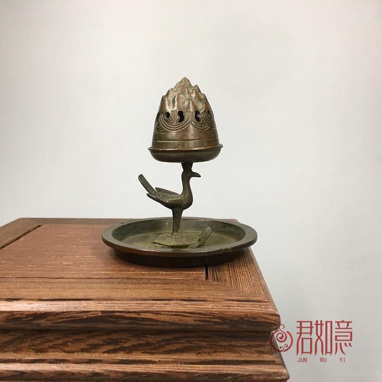 仿古香薰炉 朱雀铜熏炉摆件 合金复古皮色古典创意小香炉博山炉