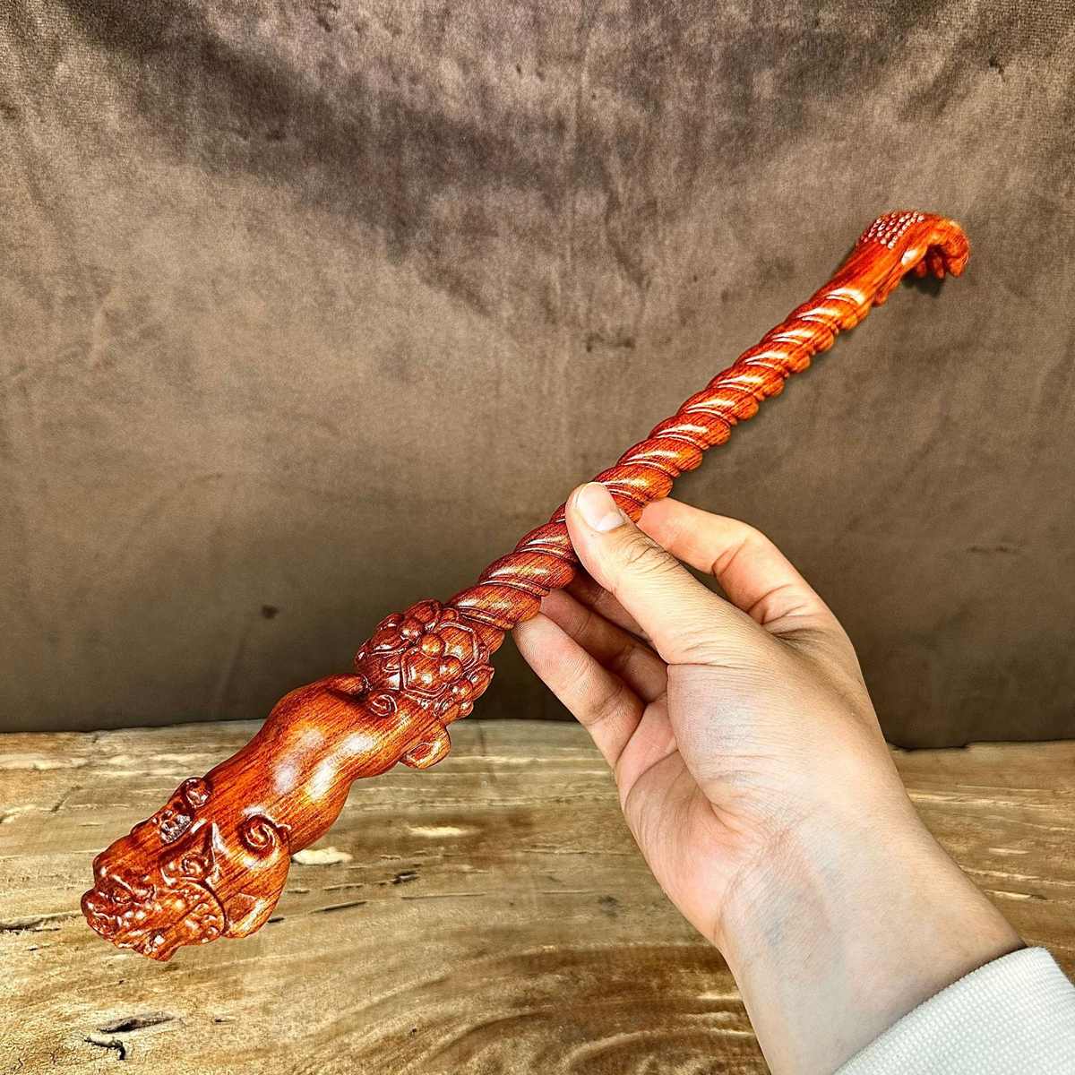 黑檀木雕貔貅不求人捶打寿星挠痒痒挠两用老头乐背部按摩送礼长辈