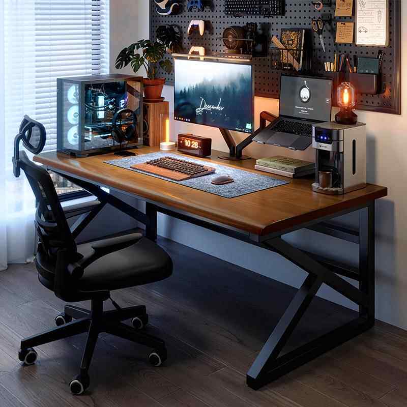 实木电脑桌台式家用简约办公桌卧室学生书桌电竞桌长条桌子工作台