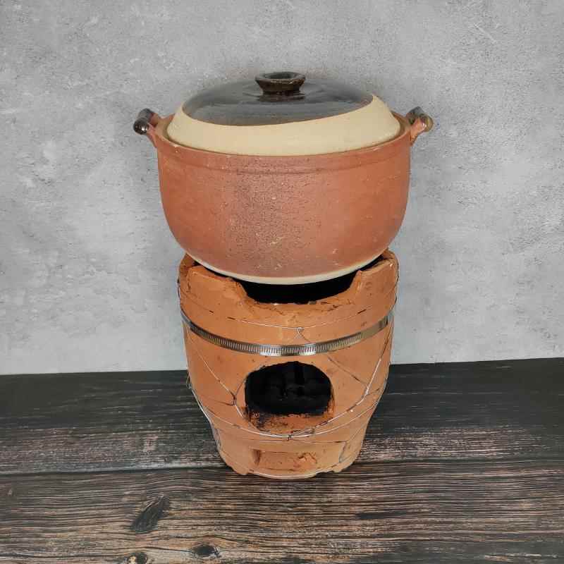 老式手工柴火炉农村红泥炉土菜馆饭店炖肉煨菜土炉子炭炉土灶商用
