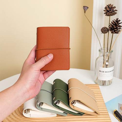 现货新款m5笔记本迷你手帐本便携记事本软皮活页绑带本随身手账本