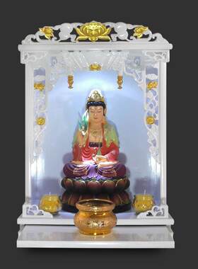 菩萨柜子白色神龛壁挂式供台香火神案实木佛笼家用现代轻奢财神柜