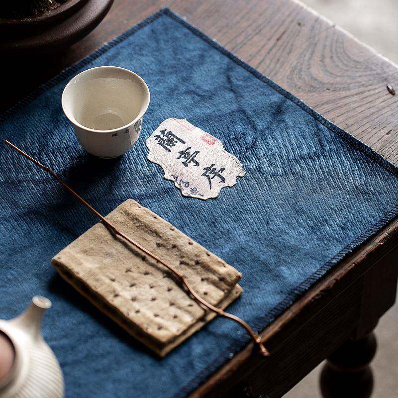 新中式手工扎染干泡茶席家用禅意桌布功夫茶具茶道简约桌旗