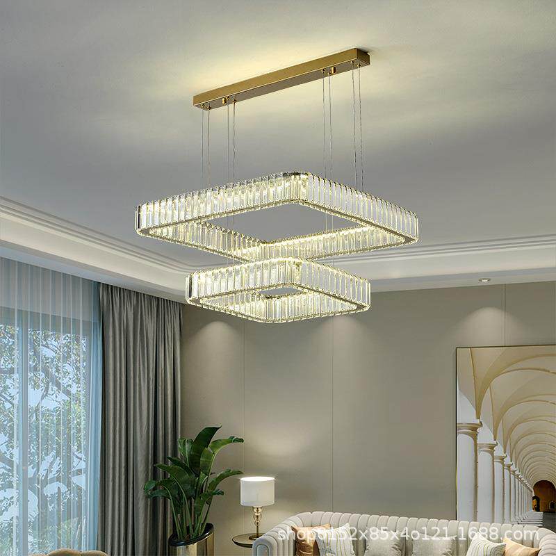 轻奢水晶吊灯客厅灯主灯现代简约卧室餐厅方形大气2022年新款灯具