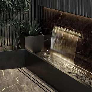 不锈钢出水口造景假山流水人造瀑布瀑布幕墙瀑布不锈钢出水口水