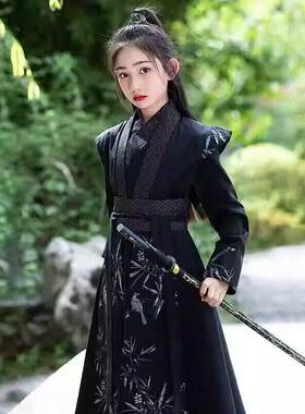 汉服儿童中国小男孩唐装男童侠客古风古装少爷女童花木兰cosP服装