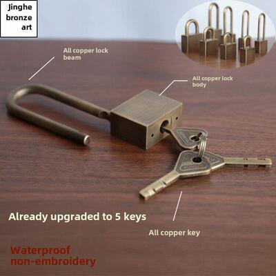 中国风挂锁彷古纯铜长锁防水防盗防锈覆古门锁老式家居柜门小锁