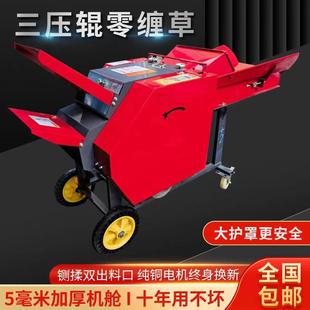 牛羊玉米秸秆粉碎机切铡草 ll铡草揉丝一体机家用220V干湿两用卧式