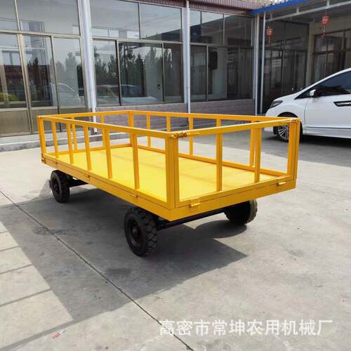 厂家直供全挂物流牵引车工矿码头牵引平板车重型拖车2吨围栏拖车