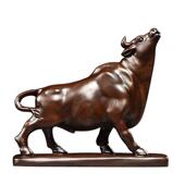 木质摆件 办公室书架开业礼品实木摆件 牛年黑檀木福牛木雕摆件