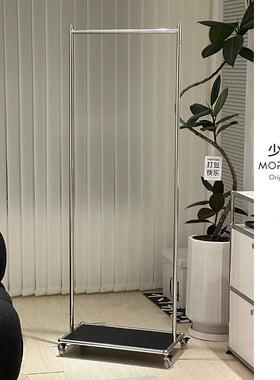 中古衣帽架可移动衣服收纳层架挂衣架收纳筐隔夜衣服架子不锈钢定