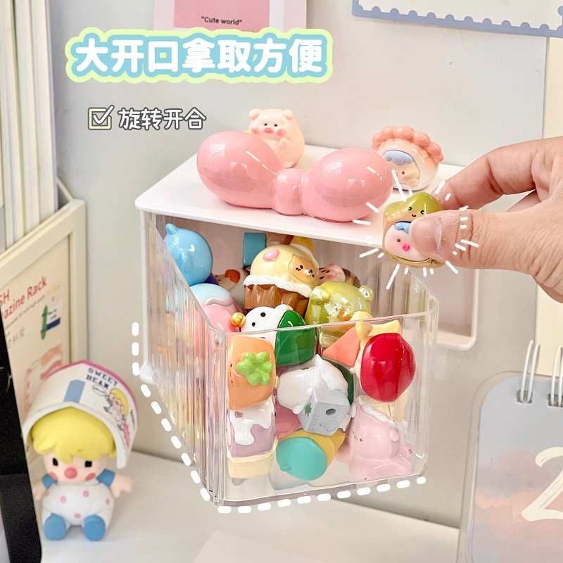 萌粒收纳盒壁挂桌面两用透明展示架防尘展示盒摆件周边展示柜盒子